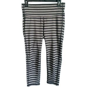 Athleta Gray & Black Stripe Capri Leggings Women's Medium